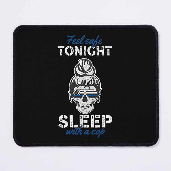 Item preview, Sleep With A Cop Skull Messy Bun Blue Line Support designed and sold by arauzrosu.