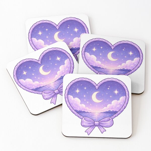 Item preview, Purple Heart Moon and Bow Cute Dreamy Design designed and sold by Kiralemon.