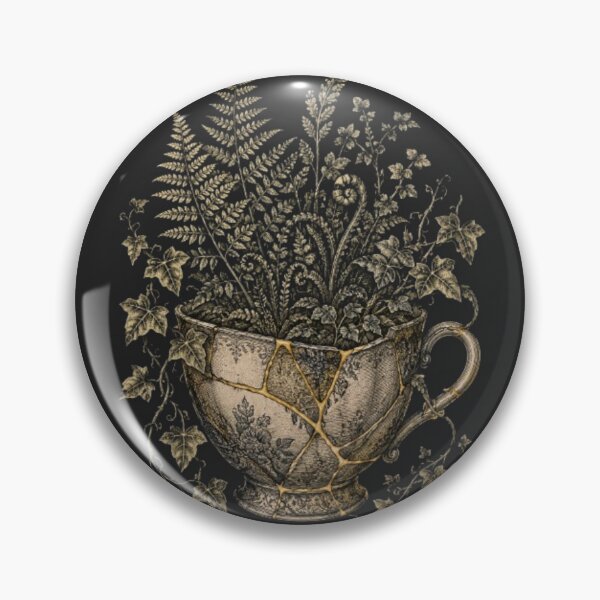 Item preview, Kintsugi Teacup - Repair Over Replace Wild Ferns designed and sold by InnerwayStudio.