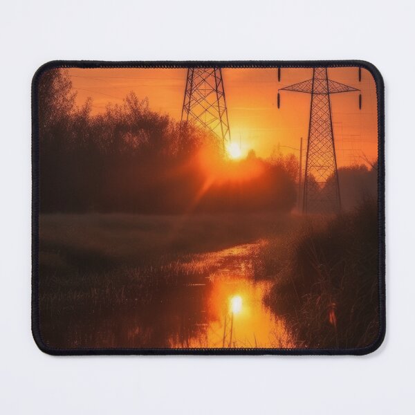 Item preview, Electricity Pylons Sunset River designed and sold by Pylon-Bureau.