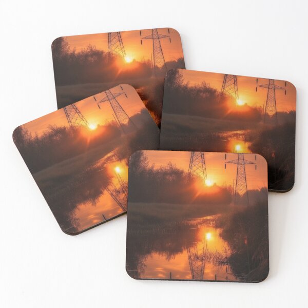 Item preview, Electricity Pylons Sunset River designed and sold by Pylon-Bureau.