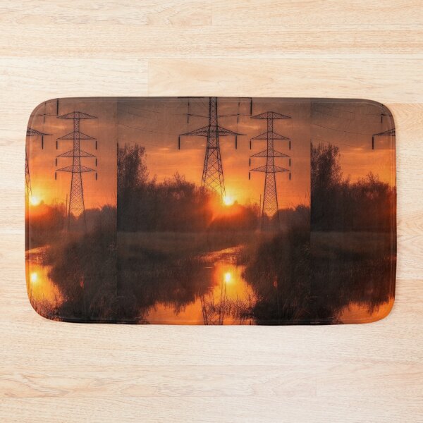 Item preview, Electricity Pylons Sunset River designed and sold by Pylon-Bureau.