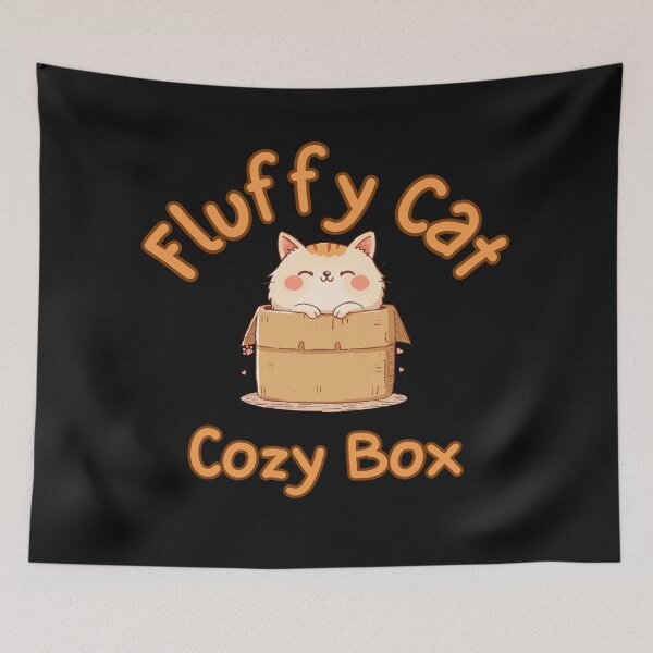 Item preview, Fluffy Cat in Cozy Box - Cute Kawaii Cat Design designed and sold by VisualPantry.