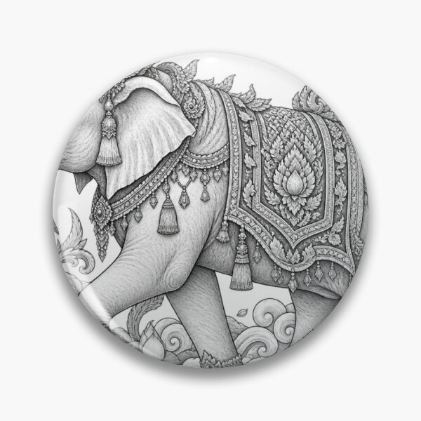 Item preview, Thai Elephant Sacred Lotus Line Art designed and sold by mamhew2456.
