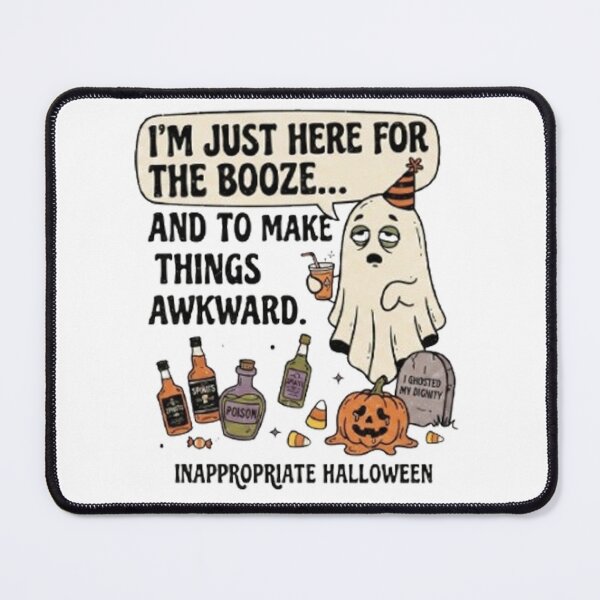 Item preview, "I'm Just Here For The Booze..." Funny Awkward Ghost Halloween Graphic T-Shirt Design designed and sold by CreativeNest Prints.