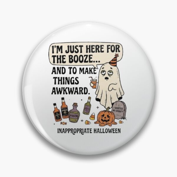 Item preview, "I'm Just Here For The Booze..." Funny Awkward Ghost Halloween Graphic T-Shirt Design designed and sold by CreativeNest Prints.