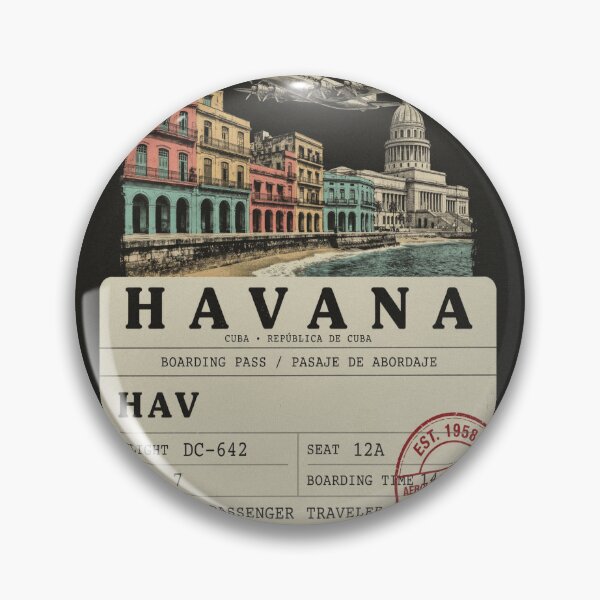 Item preview, Havana Mid‑Century Boarding‑Pass Stamp — DC‑6 Edition designed and sold by stickercuffs.