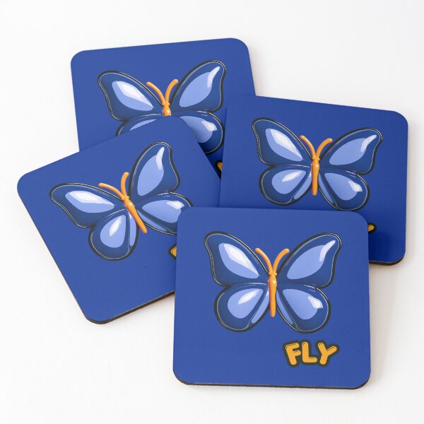 Item preview, Blue Glossy Puffy Butterfly Retro Pop Art designed and sold by daila70.