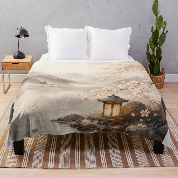Item preview, Sakura Lantern Wall Art Poster | Cherry Blossom Lake, Japandi Japanese Spring Decor designed and sold by LuminaKage.