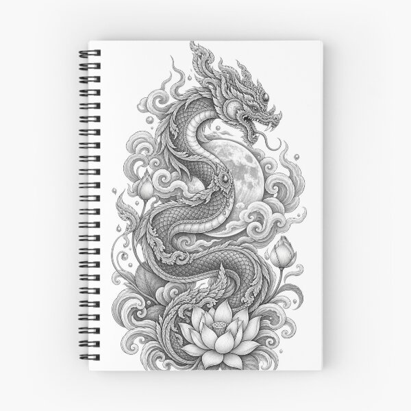 Item preview, Thai Naga Moon Sacred Lotus Line Art designed and sold by mamhew2456.