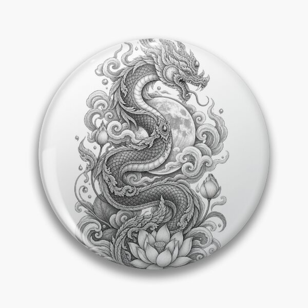 Item preview, Thai Naga Moon Sacred Lotus Line Art designed and sold by mamhew2456.