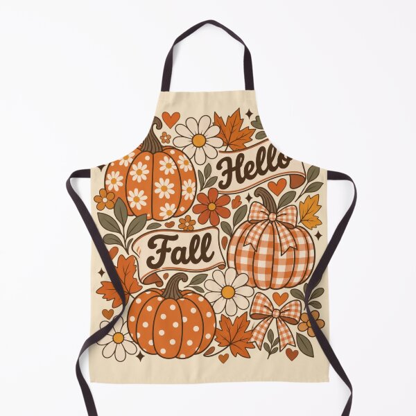 Item preview, Retro Hello Fall Pumpkin Banner Vintage Gingham Floral Typography Graphic designed and sold by PACS0011.