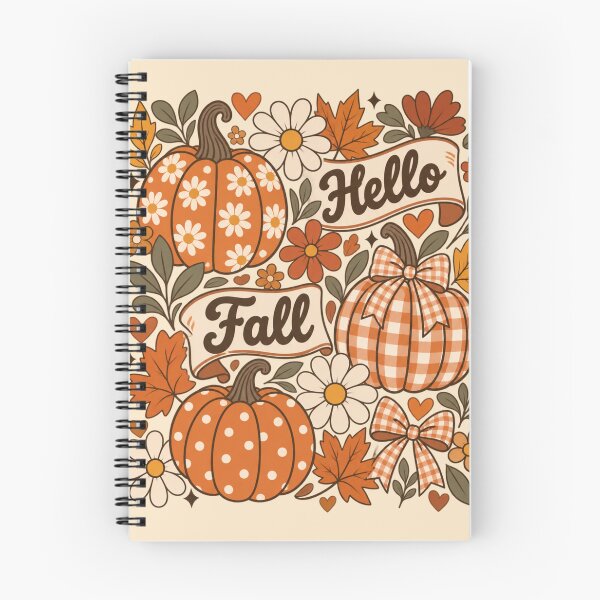 Item preview, Retro Hello Fall Pumpkin Banner Vintage Gingham Floral Typography Graphic designed and sold by PACS0011.