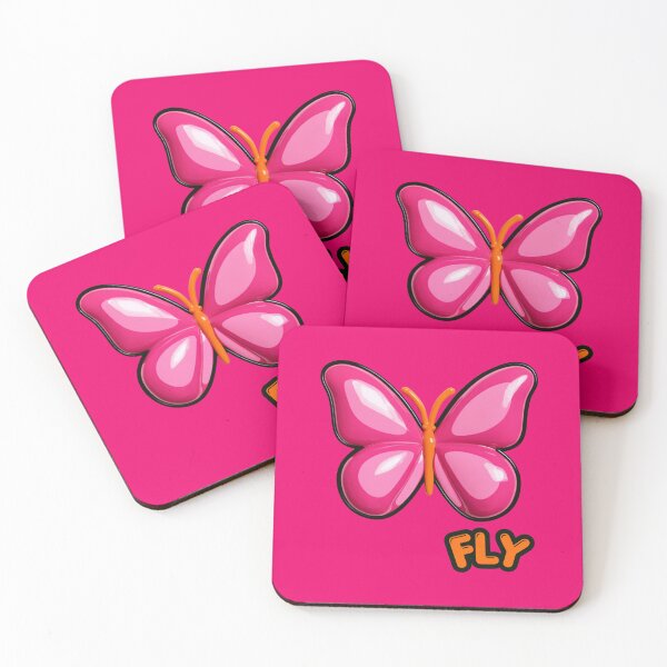 Item preview, Fuchsia Glossy Puffy Butterfly Retro Pop Art designed and sold by daila70.