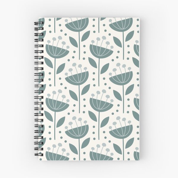 Artikelvorschau, Blühende Blumen der Mitte des Jahrhunderts, Salbeigrün auf Creme entworfen und verkauft von Pinkdeer Designs.