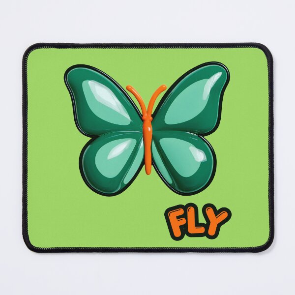 Item preview, Green Glossy Puffy Butterfly Retro Pop Art designed and sold by daila70.