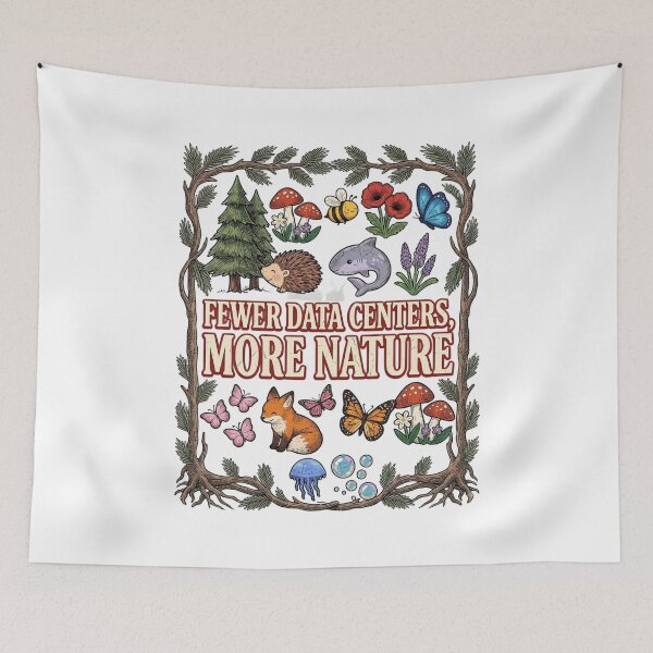 Item preview, Fewer Data Centers More Nature Cottagecore Animals designed and sold by CaChimShop.