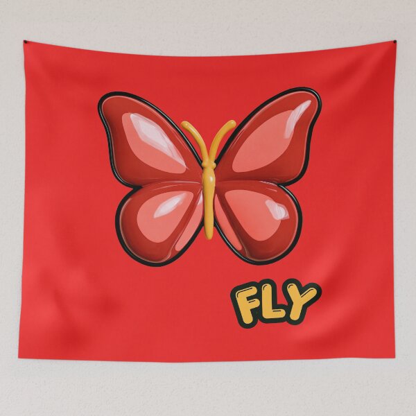 Item preview, Red Glossy Puffy Butterfly Retro Pop Art designed and sold by daila70.