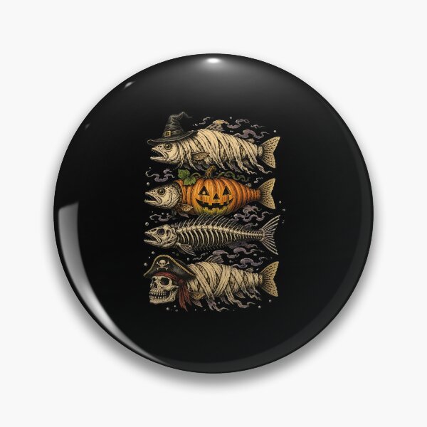 Item preview, Spooky Fish Halloween Ghost Pumpkin Skeleton Mummy designed and sold by felixpalette.