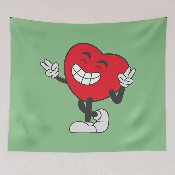 Item preview, Retro Smiling Heart Peace Sign | Vintage Mascot Graphic. designed and sold by thailerd.