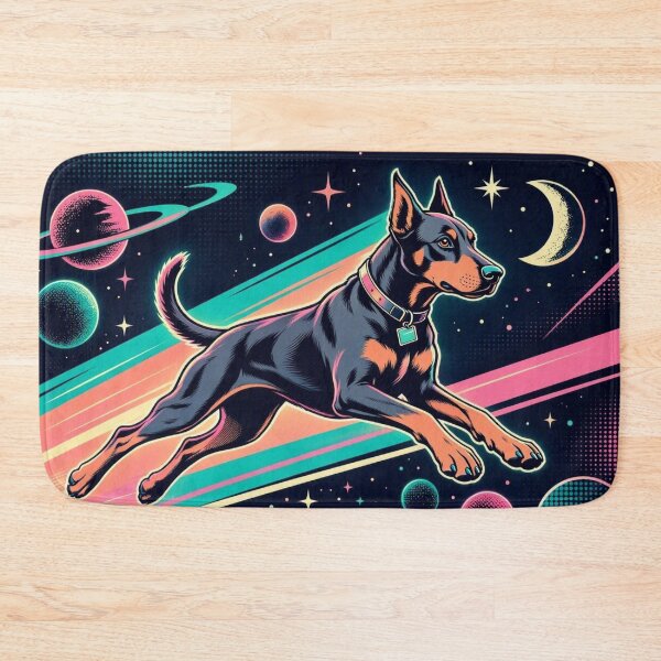 Item preview, Cosmic Doberman – Neon Space Adventure Illustration designed and sold by Dogandesighn.