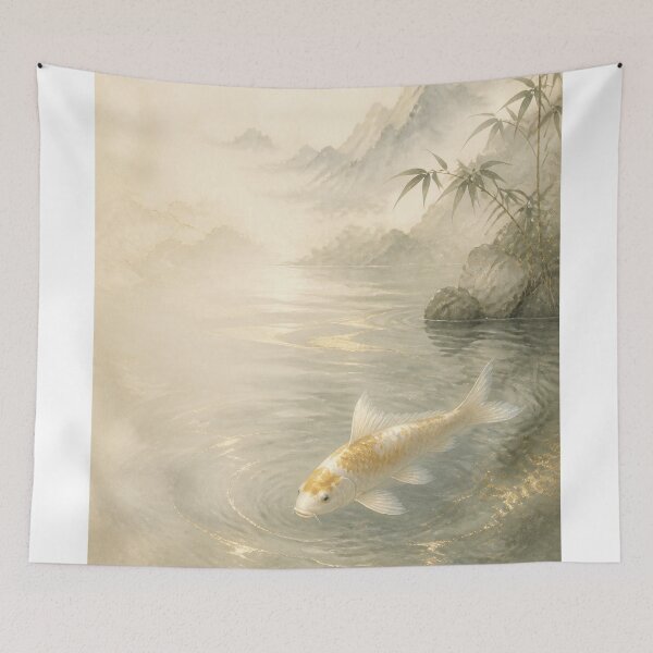 Item preview, Golden Koi Wall Art Poster | Japanese Koi Fish, Misty Lake Zen Decor designed and sold by LuminaKage.