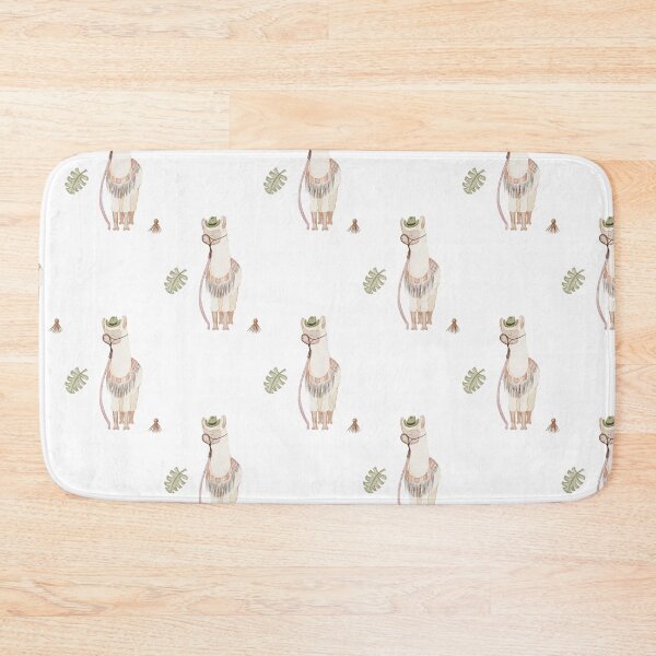 Item preview, Cool Watercolor Llama in Hat and Glasses White Boho Pattern designed and sold by svitlaarty.