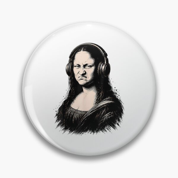 Item preview, Grumpy Mona Lisa Wearing Headphones Meme designed and sold by YeppiStudio.