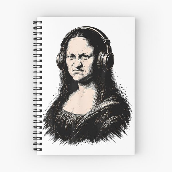 Item preview, Grumpy Mona Lisa Wearing Headphones Meme designed and sold by YeppiStudio.