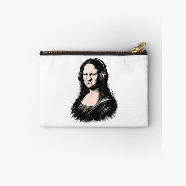 Item preview, Grumpy Mona Lisa Wearing Headphones Meme designed and sold by YeppiStudio.