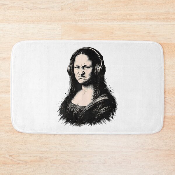 Item preview, Grumpy Mona Lisa Wearing Headphones Meme designed and sold by YeppiStudio.