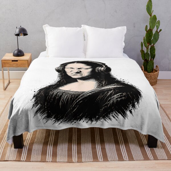 Item preview, Grumpy Mona Lisa Wearing Headphones Meme designed and sold by YeppiStudio.