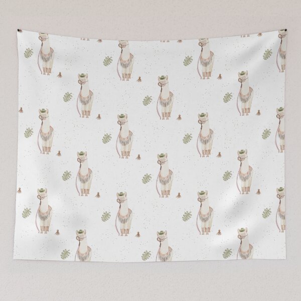 Item preview, Cool Watercolor Llama in Hat and Glasses Speckled White Pattern designed and sold by svitlaarty.