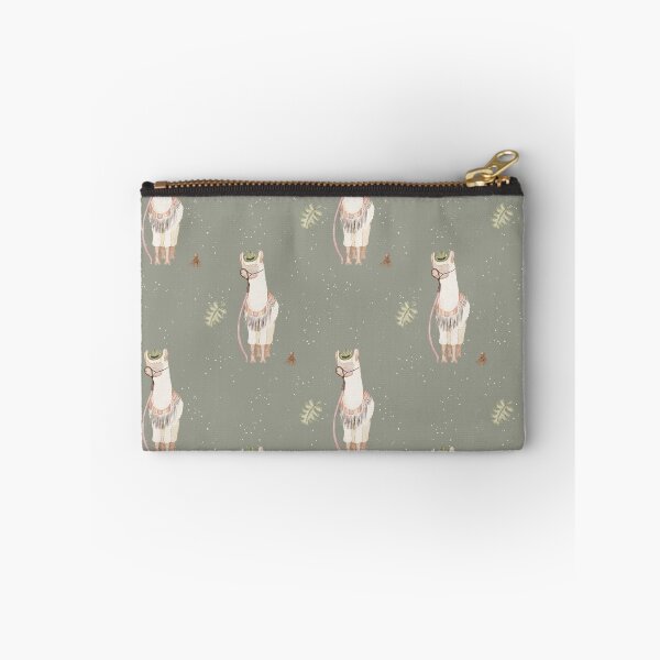 Item preview, Cool Watercolor Llama in Hat and Glasses Sage Green Pattern designed and sold by svitlaarty.