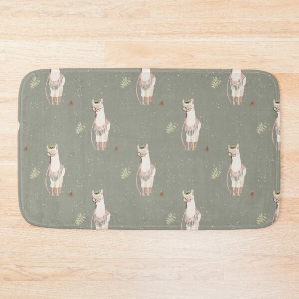 Item preview, Cool Watercolor Llama in Hat and Glasses Sage Green Pattern designed and sold by svitlaarty.