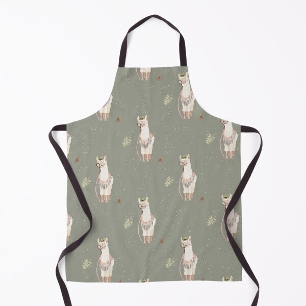 Item preview, Cool Watercolor Llama in Hat and Glasses Sage Green Pattern designed and sold by svitlaarty.