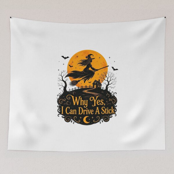 Item preview, Witch Driving A Stick Halloween Full Moon designed and sold by felixpalette.