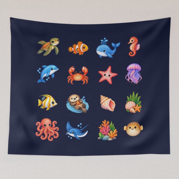 Item preview, Cute Sea Animals Cliparts designed and sold by Festive Bug.
