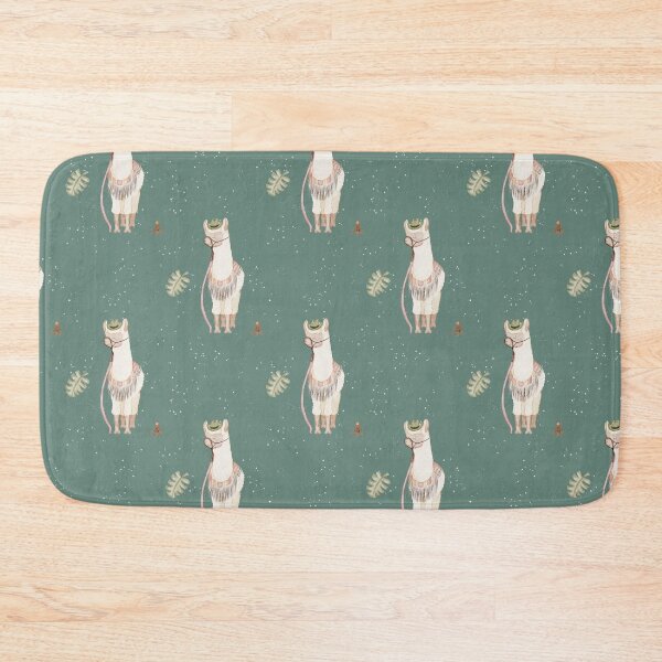 Item preview, Cool Watercolor Llama in Hat and Glasses Deep Teal Pattern designed and sold by svitlaarty.