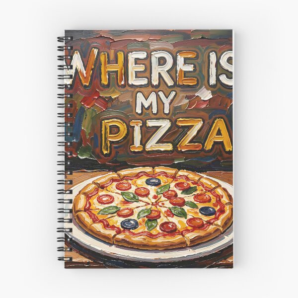 Item preview, Where Is My Pizza Funny Pop Art Impasto Oil Painting designed and sold by Serene Strokes Art.