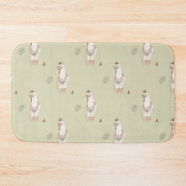Item preview, Cool Watercolor Llama in Hat and Glasses Light Olive Pattern designed and sold by svitlaarty.
