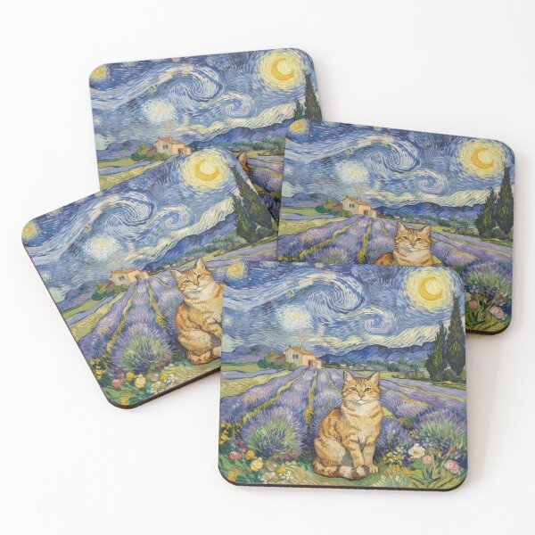 Item preview, Van Gogh Inspired Orange Cat in Lavender Field – Whimsical Provence Countryside Impressionist Wall Art designed and sold by Tamas Das.