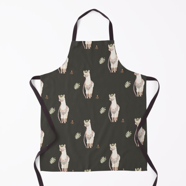 Item preview, Cool Watercolor Llama in Hat and Glasses Black Pattern designed and sold by svitlaarty.