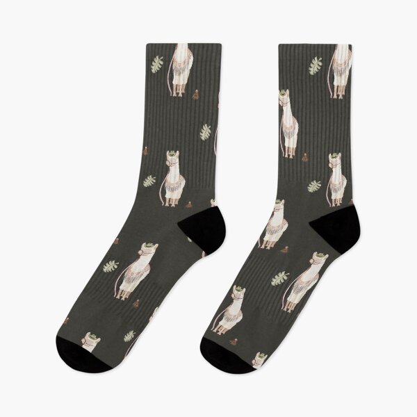 Item preview, Cool Watercolor Llama in Hat and Glasses Black Pattern designed and sold by svitlaarty.