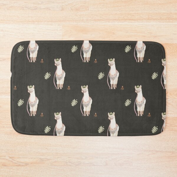 Item preview, Cool Watercolor Llama in Hat and Glasses Black Pattern designed and sold by svitlaarty.