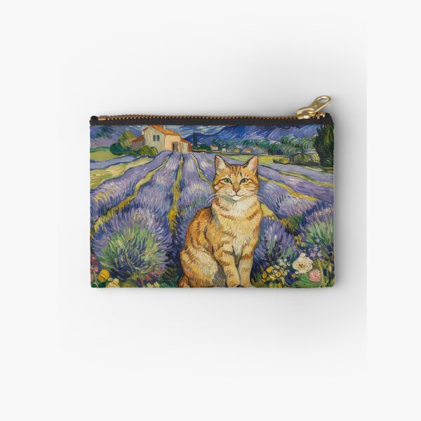 Item preview, Van Gogh Inspired Orange Cat in Lavender Field – Whimsical Provence Countryside Impressionist Wall Art designed and sold by Tamas Das.