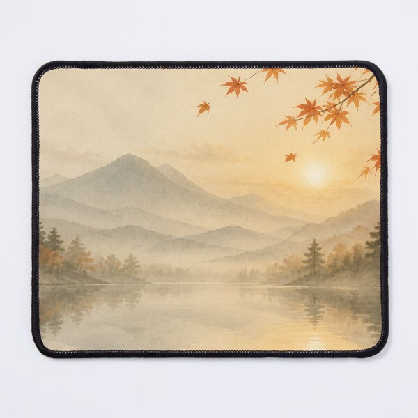 Item preview, Autumn Maple Wall Art Poster | Misty Lake Morning, Japandi Japanese Landscape Decor designed and sold by LuminaKage.