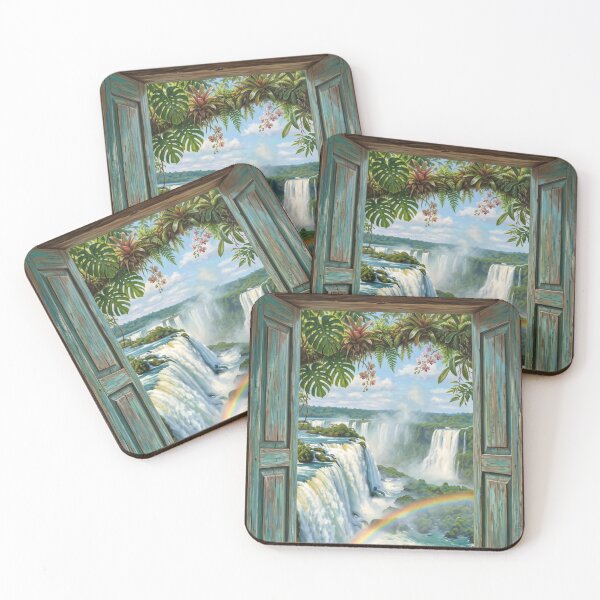 Item preview, Iguazu Falls Tropical Window View Art Print designed and sold by Ada’s Mystic Atelier .