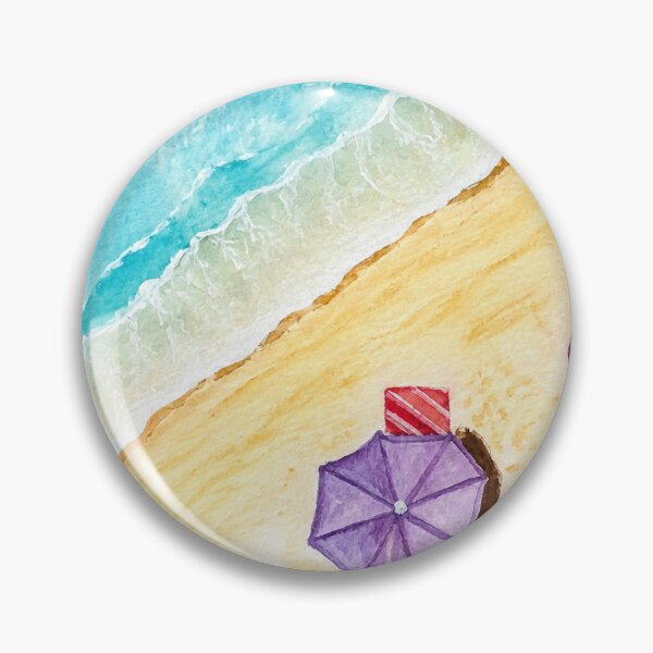 Item preview, Aerial Beach Watercolor – Parasols & Turquoise Sea designed and sold by Mystic Fluid.