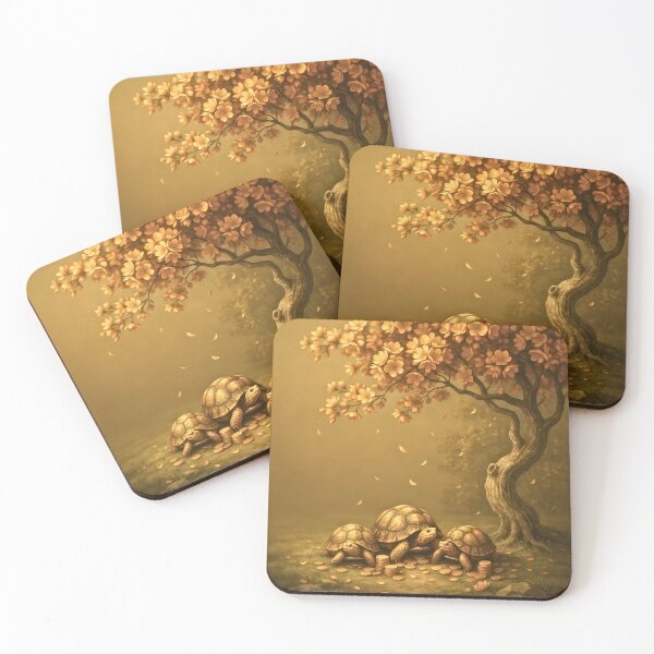 Item preview, Golden Tortoises Under the Blossom Tree designed and sold by CheersTOGETHER.